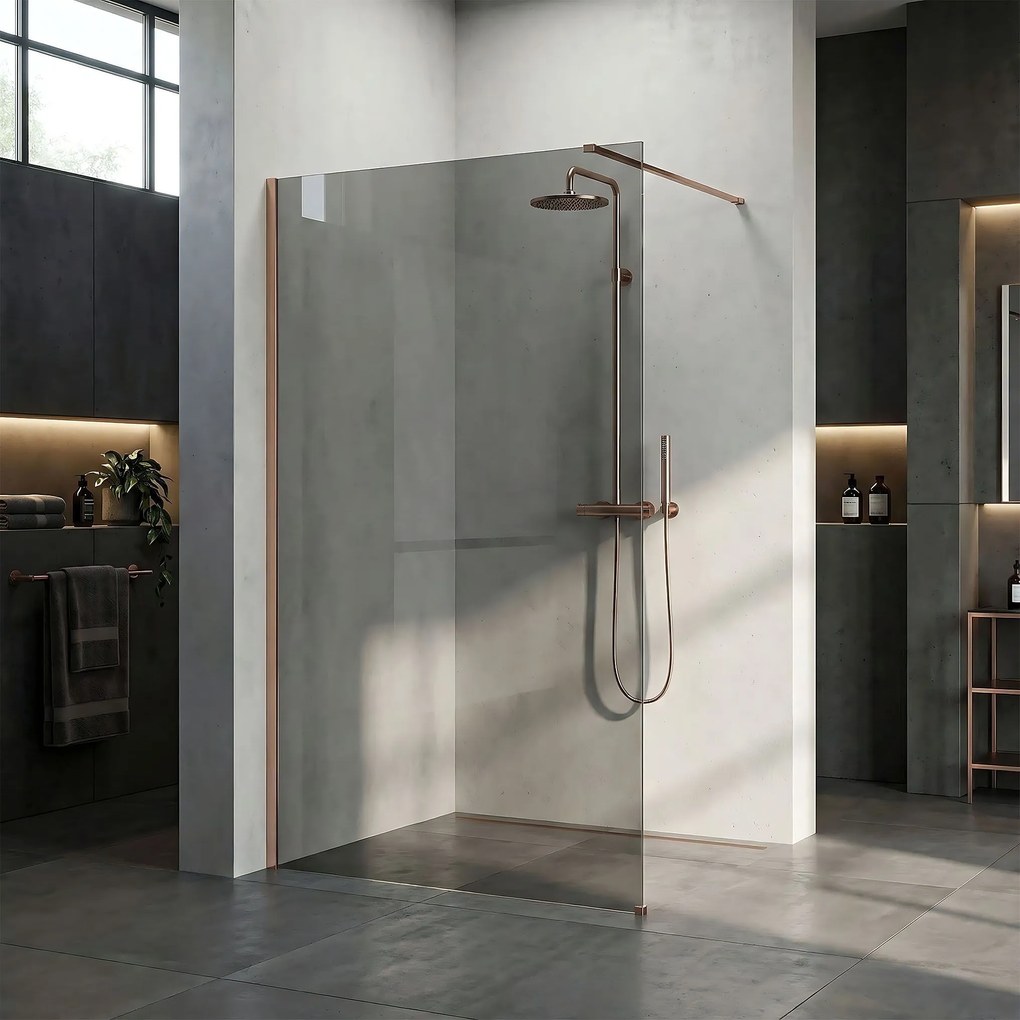 Walk-in douchewand Rea Flexi Grey / Brush Copper 90