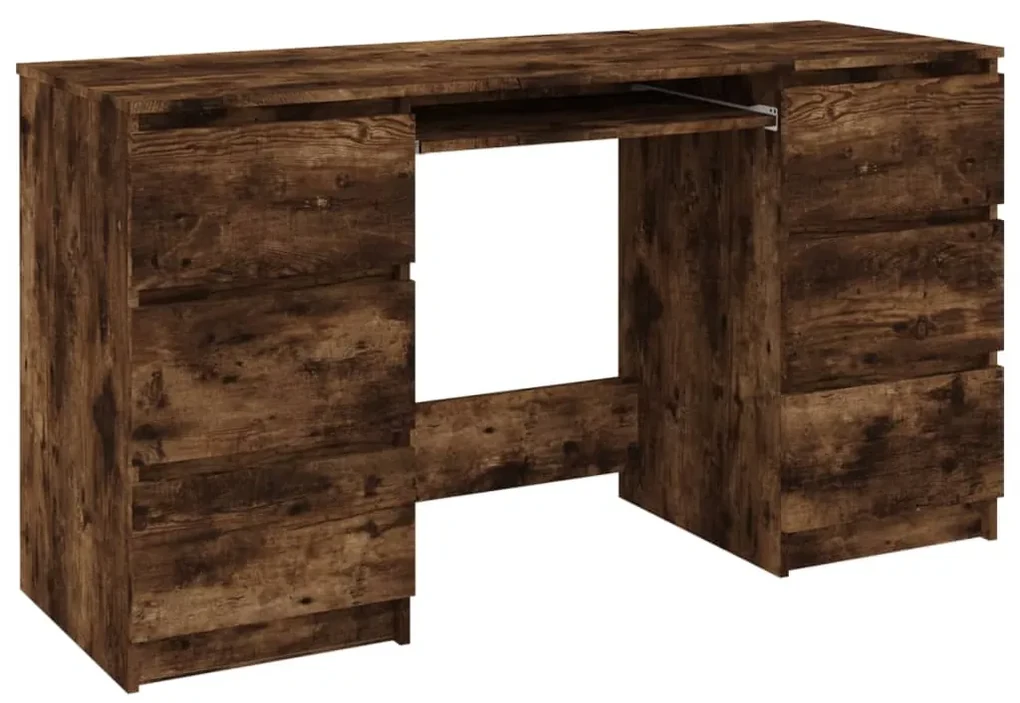 vidaXL Bureau 140x50x77 cm bewerkt hout gerookt eikenkleurig