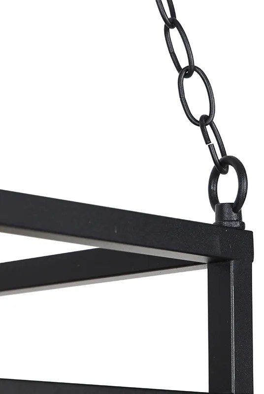 Eettafel / Eetkamer Industriële hanglamp zwart met houten 5-lichts - Shelf Industriele / Industrie / Industrial E27 Binnenverlichting Lamp