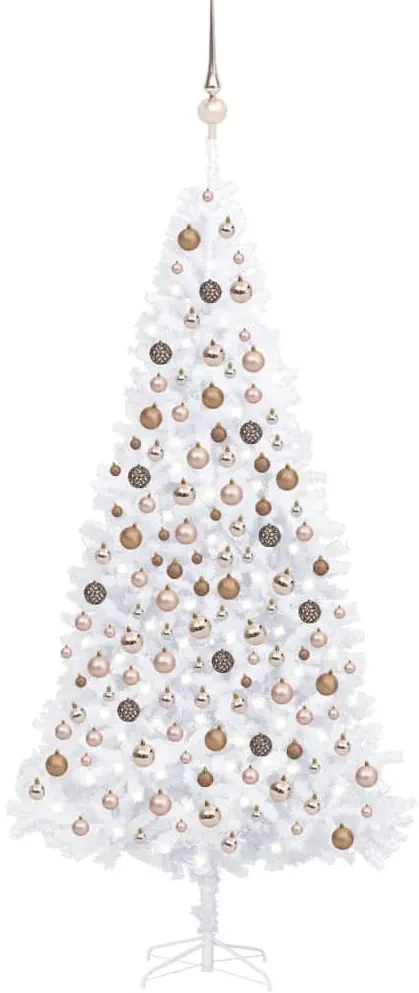 vidaXL Kunstkerstboom met LED's en kerstballen 300 cm wit