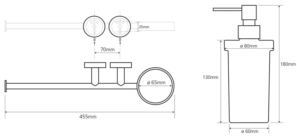 Sapho X-Round handdoekbeugel met zeepdispenser chroom