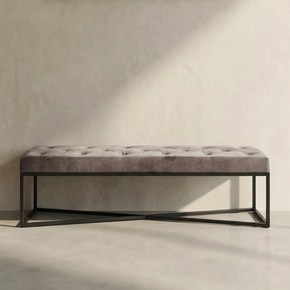 Kare Design Crossover Fluwelen Halbankje Grijs 150 Cm