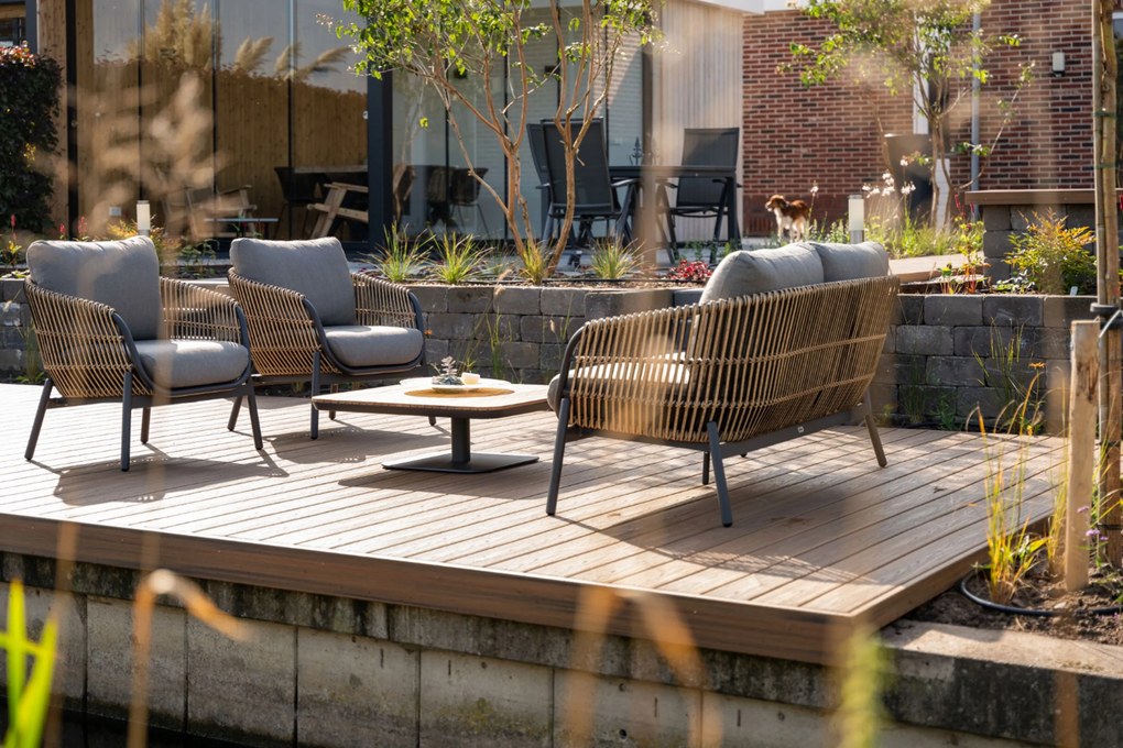 Stoel en Bank Loungeset 5 personen Wicker Taupe Coco Nathan/Pacific