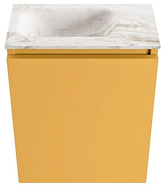 Mondiaz Ture DLux toiletmeubel 40cm ocher met wastafel frappe links met kraangat