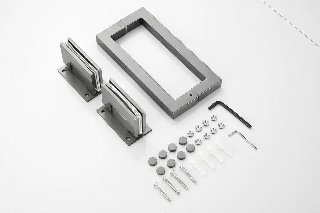Saniclear Modern scharnieren + handvat voor douchedeur verouderd ijzer - gunmetal