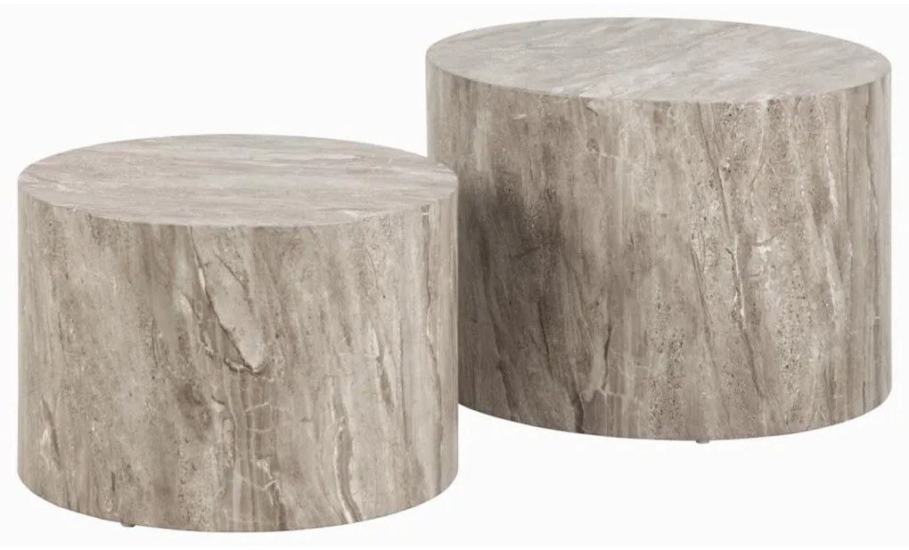 Ronde Salontafelset Grijs Marmer Look