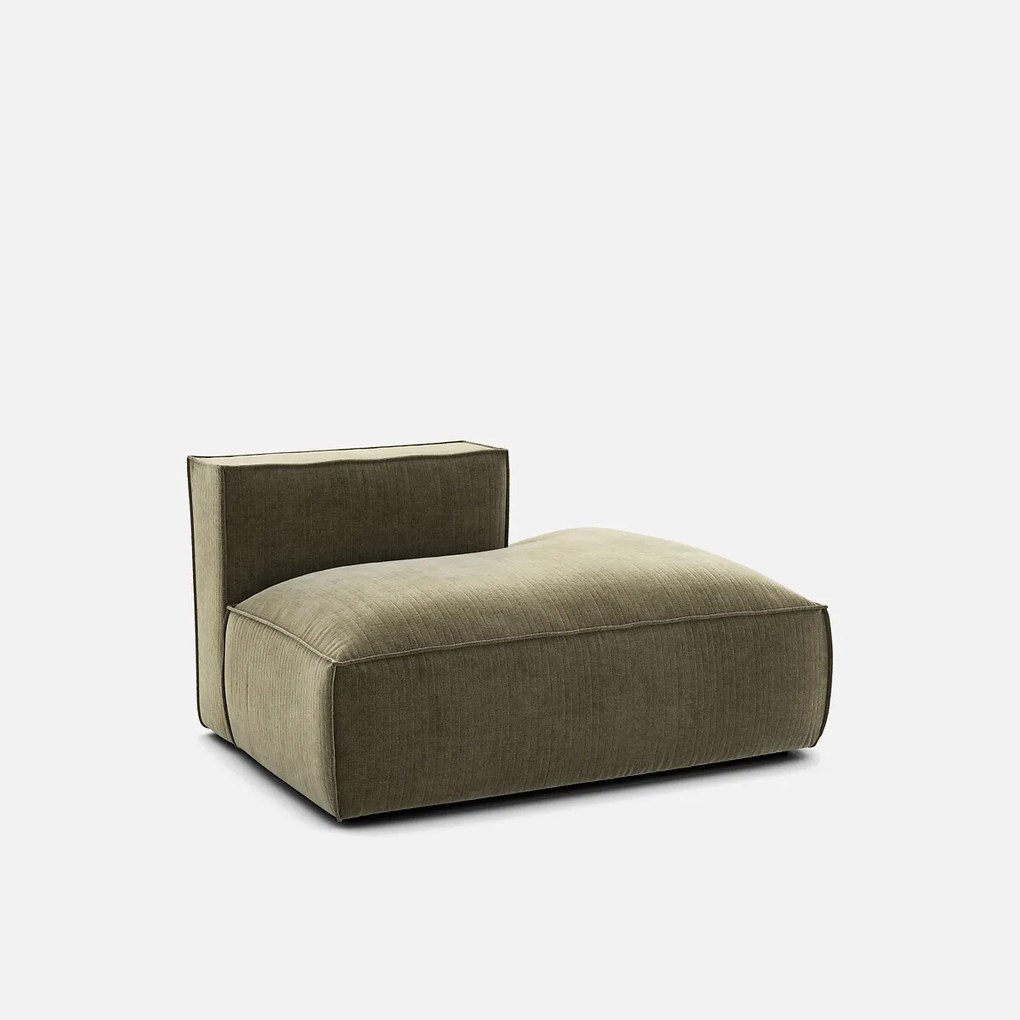 Loungebank element rechts voor modulaire bank, in vintage ribfluweel, SEVEN
