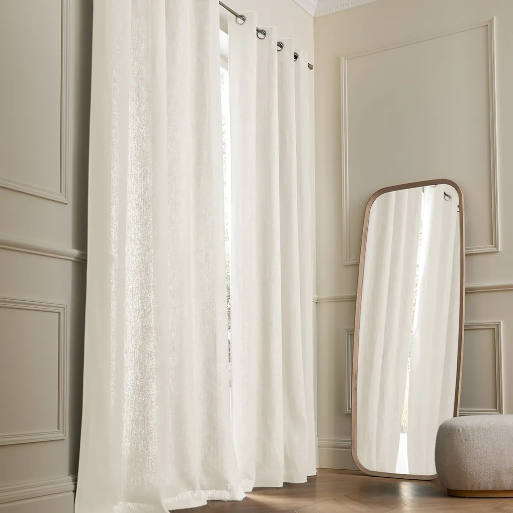 Linnen gordijn gevoerd met katoen met oogjes Colin