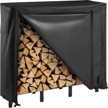 VEVOR Metalen haardhoutrek, 122x32x118 cm, haardhoutrek, haardhoutberging, max. draagvermogen 181 kg, haardhoutrek, haardhoutopslag, stapelhulp voor veranda's, patio's en tuinen