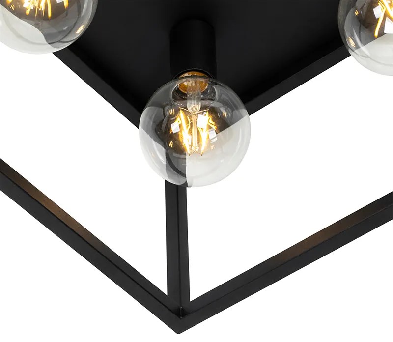 Industriële plafondlamp zwart 40 cm 4-lichts - Cage