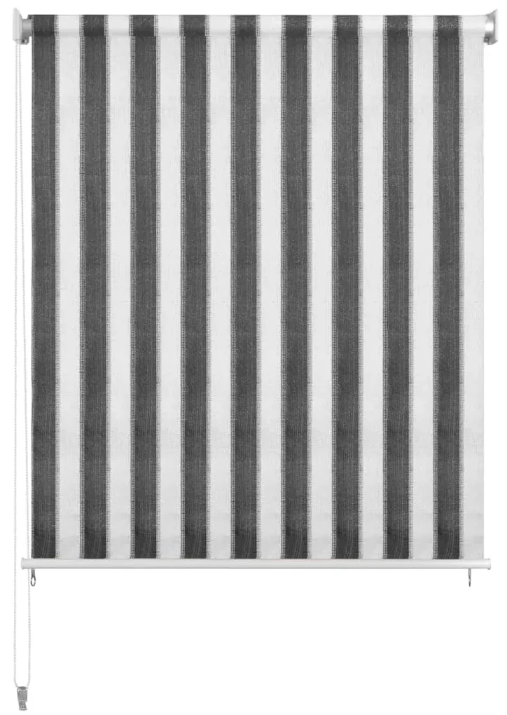 vidaXL Rolgordijn voor buiten gestreept 200x140 cm antraciet en wit
