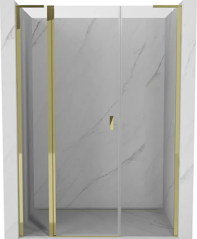 Mexen Mist L douchedeuren zwenkbaar 135 cm, transparant, goud - 8A4L-135-001-50-00