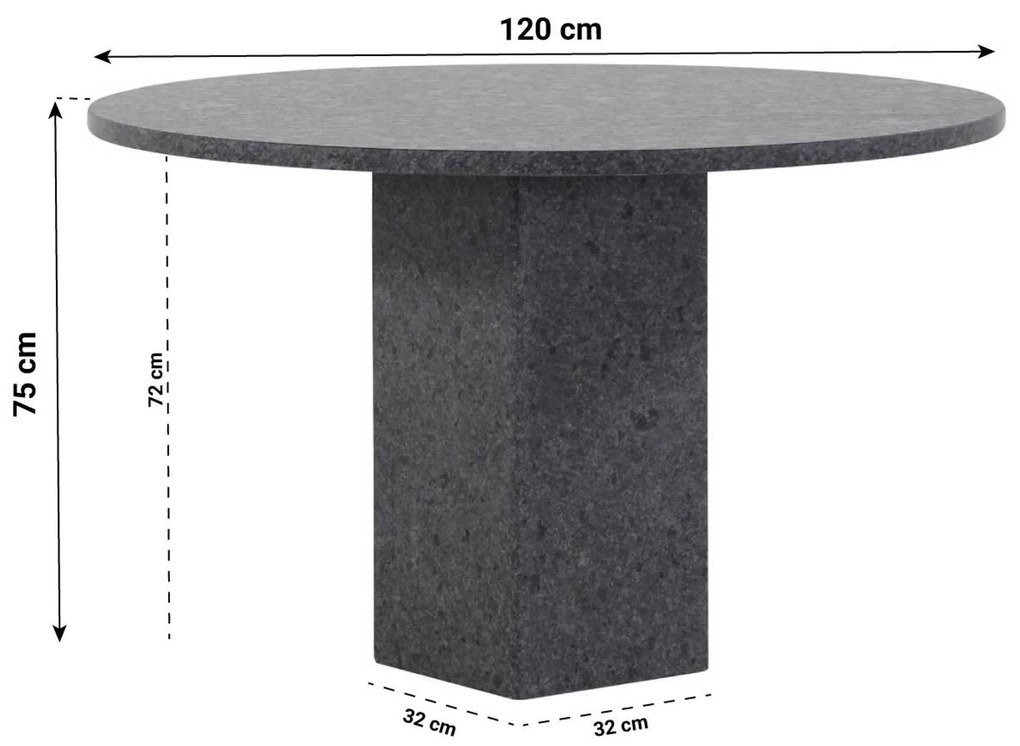Dining Tuintafel rond 120 cm Grijs Graniet