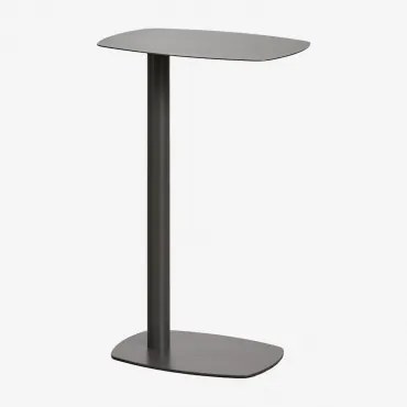 Rechthoekige Bijzettafel 40x25 Cm Van Staal Odelia ↑65 Cm & Gris Granito - Sklum