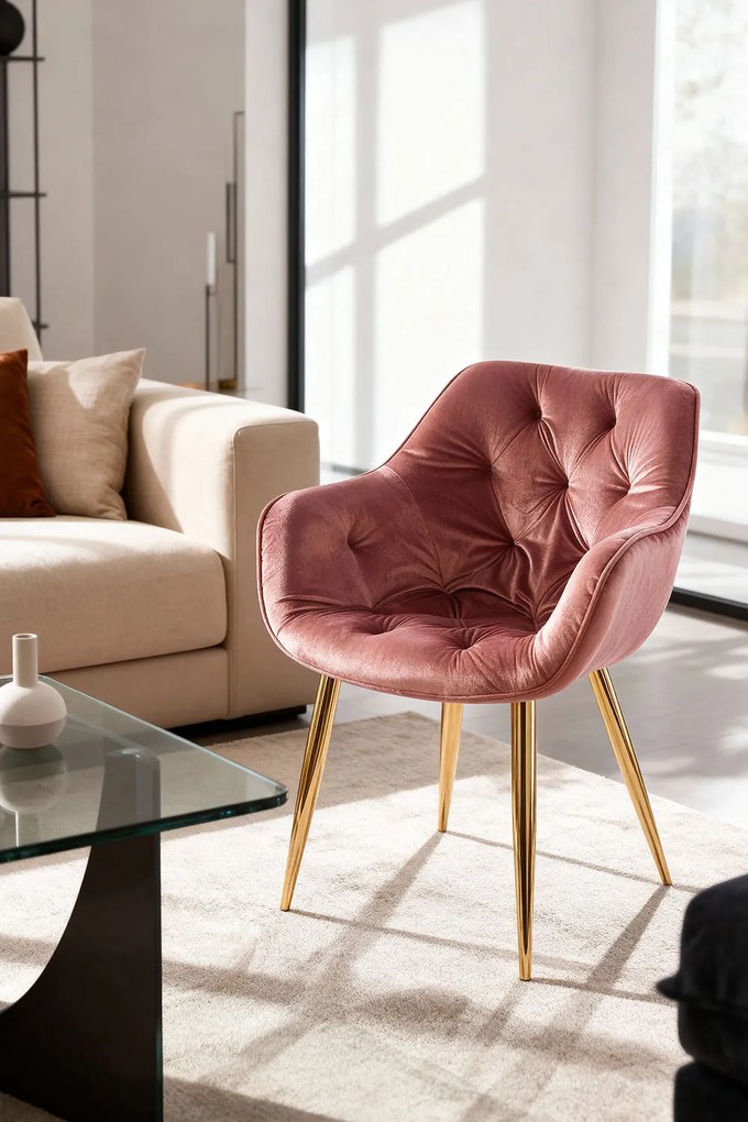 Zandel Gouden Fluwelen Stoel