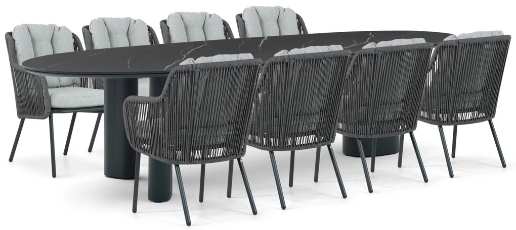 Tuinset 8 personen 300 cm Aluminium/rope Grijs Santika Furniture Santika