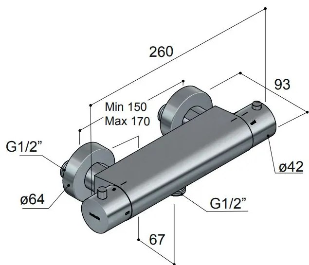 Hotbath Cobber thermostatische douchekraan gepolijst zwart PVD