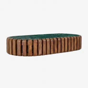 Consolesideboard Aan De Muur 90x40 Cm Van Mangohout En Natuursteen Bytum Groen Marmer Udaipur - Sklum