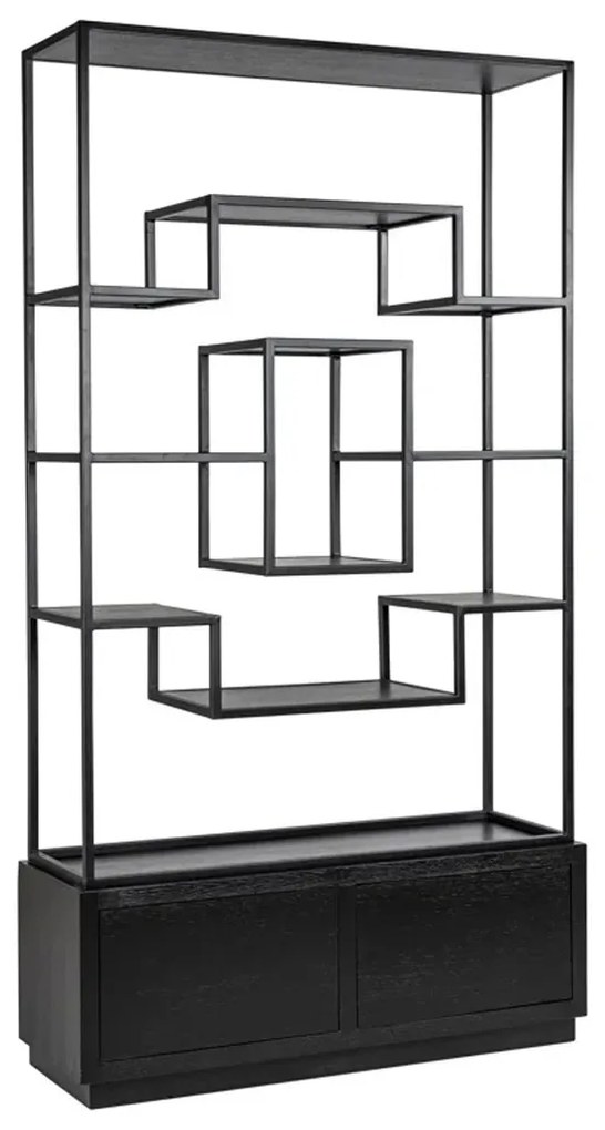 Richmond Interiors Bonvoy Open Vakken Kast Asymmetrisch Zwart Eiken - 120x40x222cm.