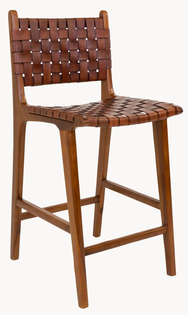 Teakhouten barkruk Perugia met gevlochten zitting