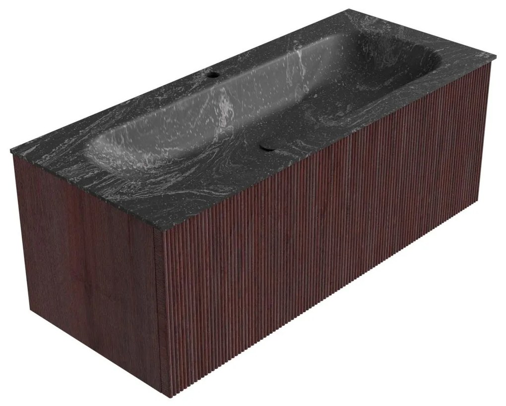 Mondiaz Kurve-dlux 110cm badmeubel ruby met 1 lade en wastafel big medium midden 1 kraangat lava