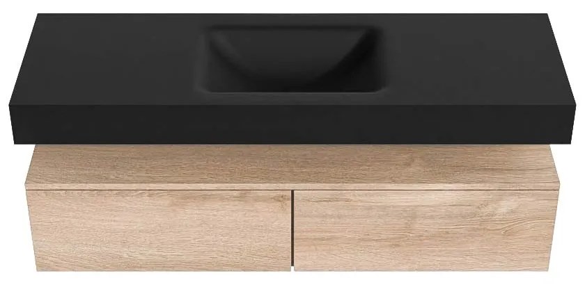 Zaro Alan badmeubel 140cm washed oak 2 lades met vrijhangende wastafel cloud midden 1 kraangat urban