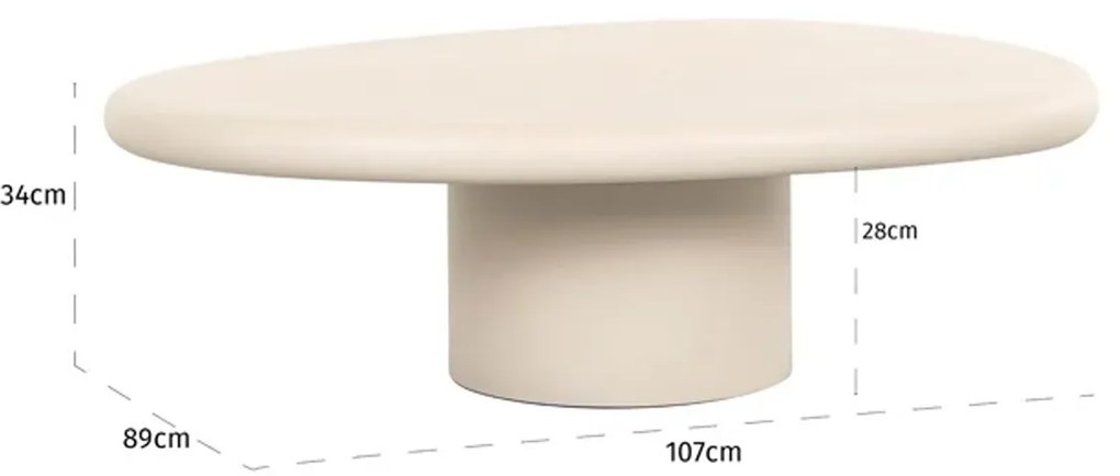 Richmond Interiors Clayton Beige Salontafel Kiezelvorm - 107 X 89cm.