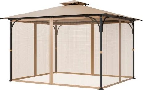 VEVOR klamboe voor prieel, vervangend klamboe, geschikt voor prieelen van 304,8 x 365,8 x 222,5 cm, insectenwering, 4-delig zijwand prieelgordijn, met dubbele rits (alleen net)