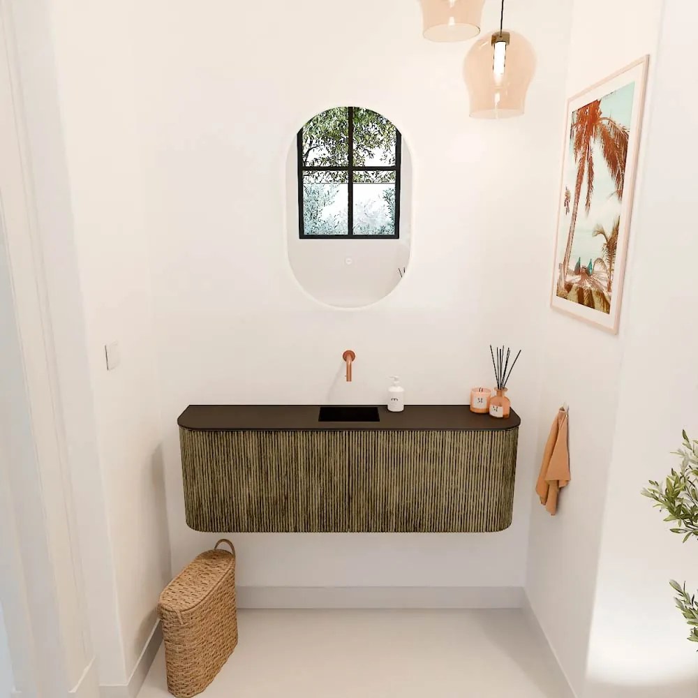 Mondiaz Joya 125cm toiletmeubel ronding links/rechts dusk met wastafel faye midden zonder kraangat urban