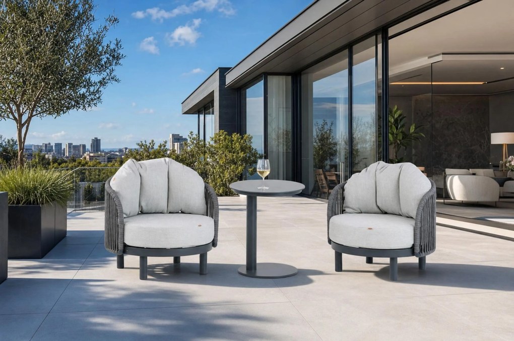 Bistroset 2 personen  Aluminium/Rope Grijs Santika Furniture Santika