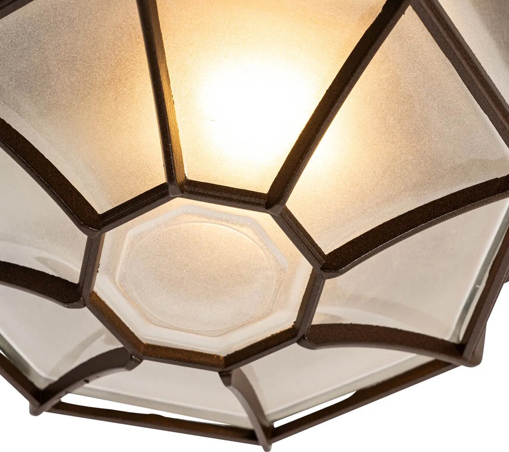 Landelijke plafondlamp roestbruin 26,5 IP44 - Bri