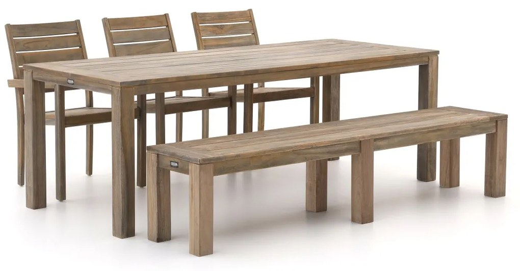 ROUGH-S 220cm dining tuinset met bank 5-delig stapelbaar