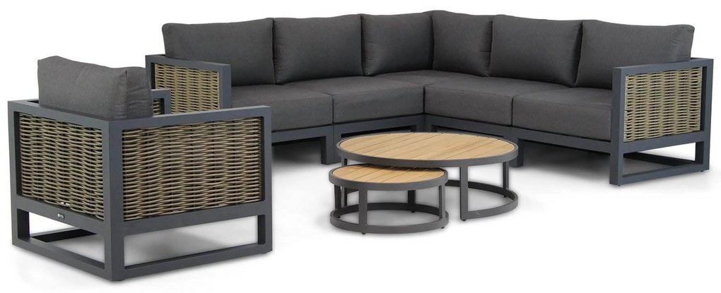 Hoek loungeset 6 personen Aluminium/wicker Grijs Santika Furniture Santika