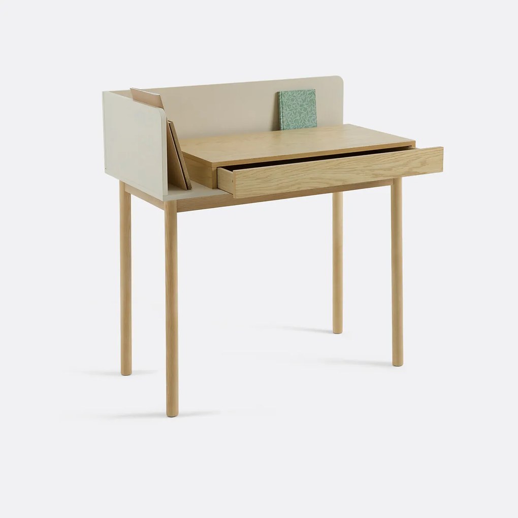 Bureau met 1 lade, eikenfineer, GRAPHY