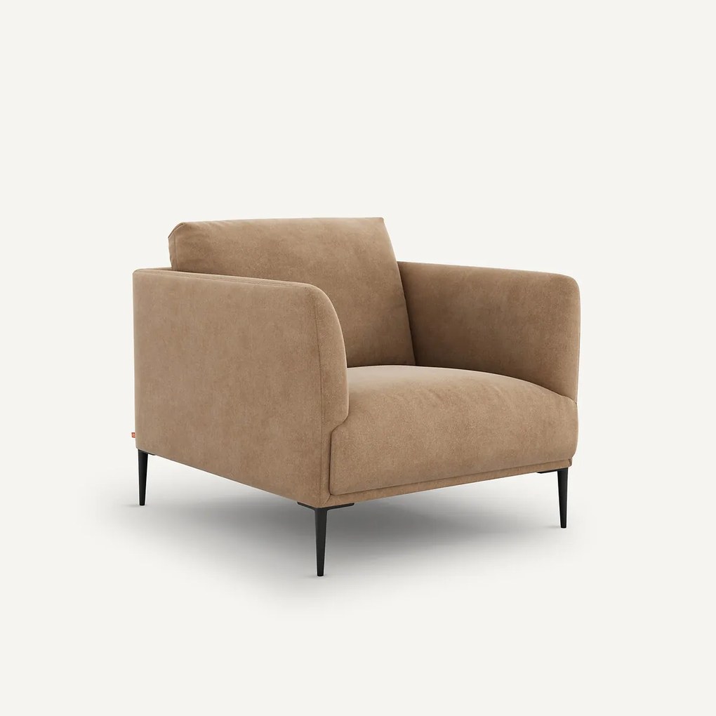 Fauteuil in stonewashed fluweel, Oscar, ontwerp Emmanuel Gallina