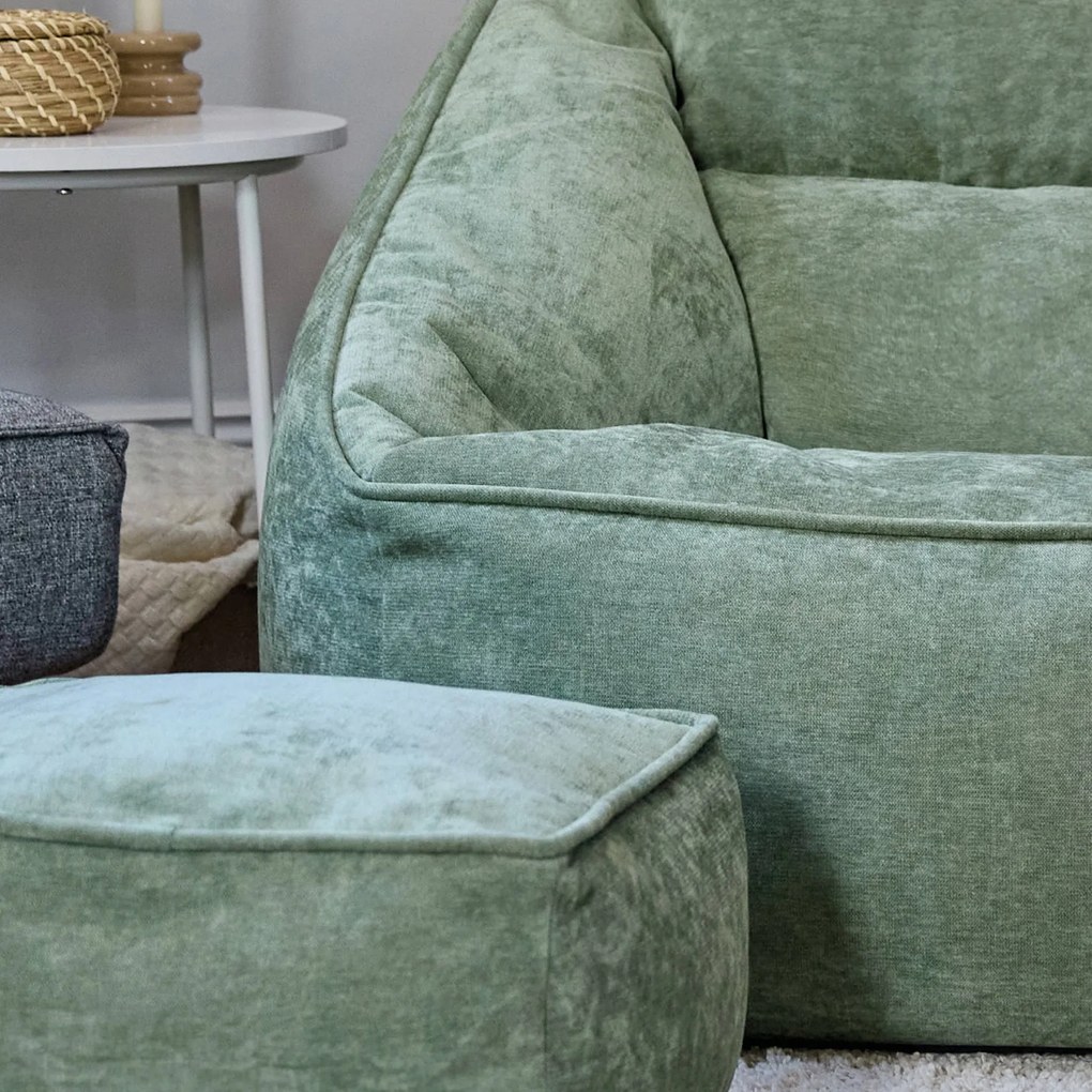 Natalia Chenille Armchair Bean Bag + Footstool