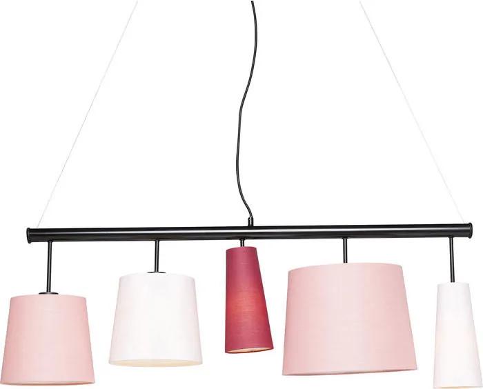 Kare Design Parecchi Hanglamp Met 5 Roze Lampenkappen