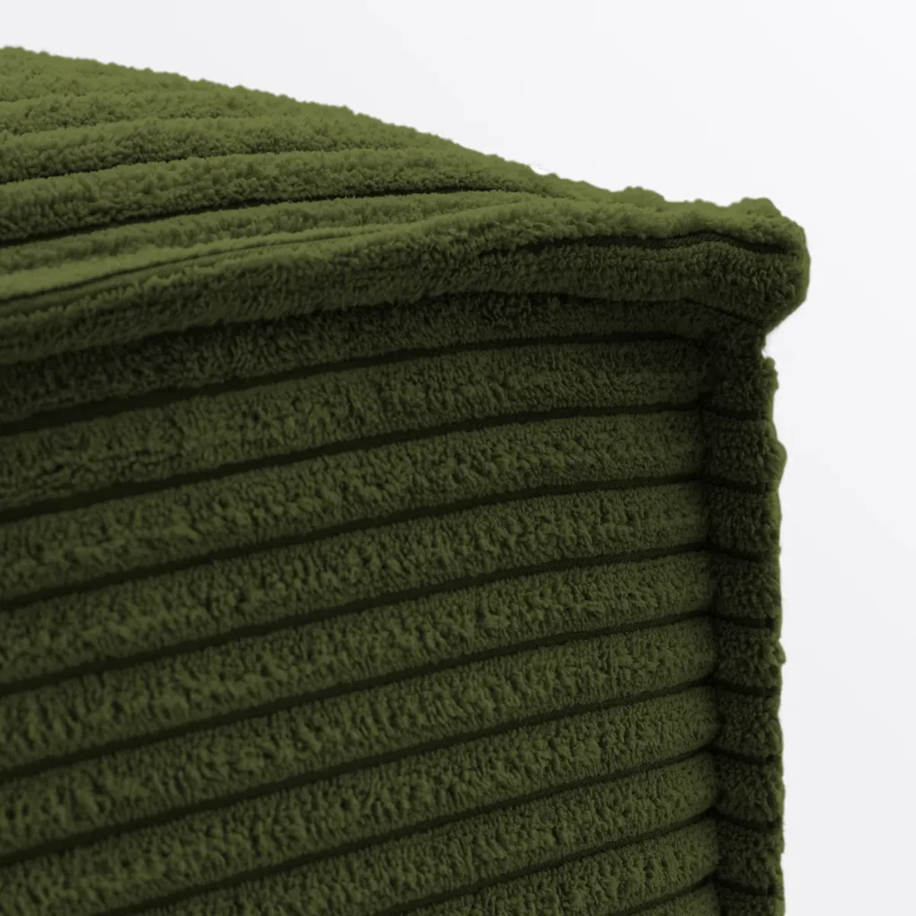 Kave Home Blok Moderne Hocker Rechthoekig Ribstof Groen