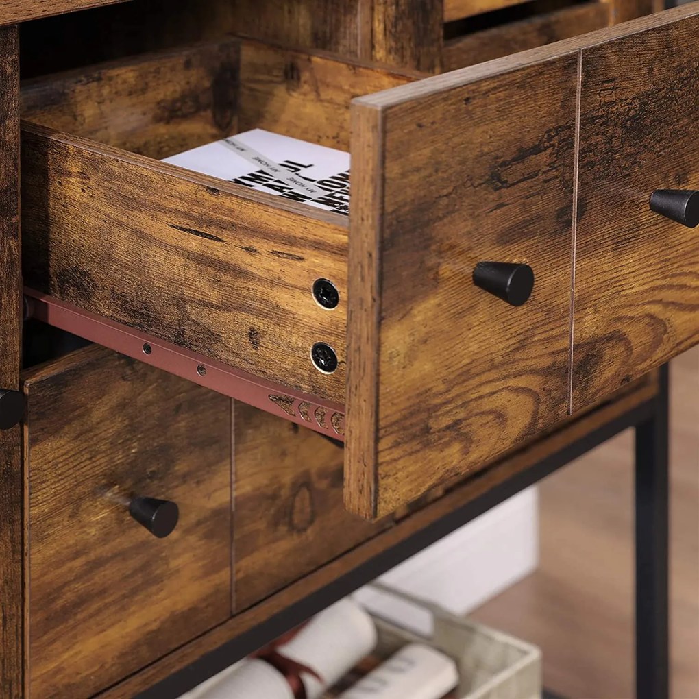 Nancy's Tilburry Opbergkast - Commode Kasten - Industriële Kast - Dressoir - Kast met 6 Lades - 100 x 35 x 84,5 cm (L x B x H)