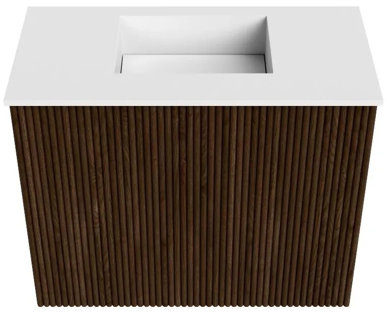 Mondiaz Joya 50cm toiletmeubel walnut met wastafel faye midden zonder kraangat talc