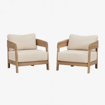 Set Van 2 Fauteuils Van Acaciahout Uleno Lichte Acaciekleur - Sklum