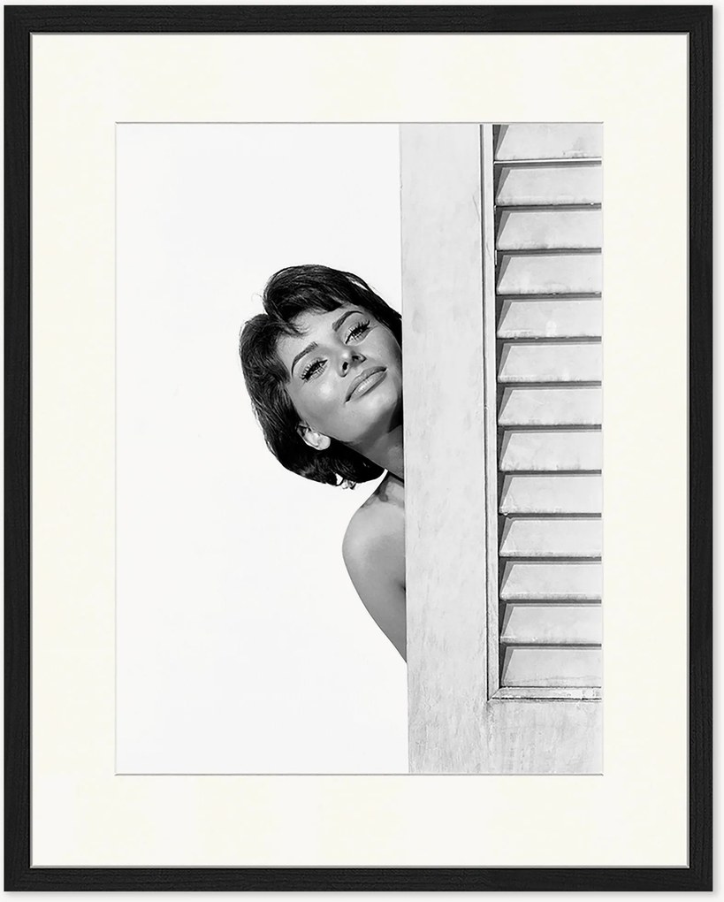 Ingelijste foto Sophia Loren, handgemaakt