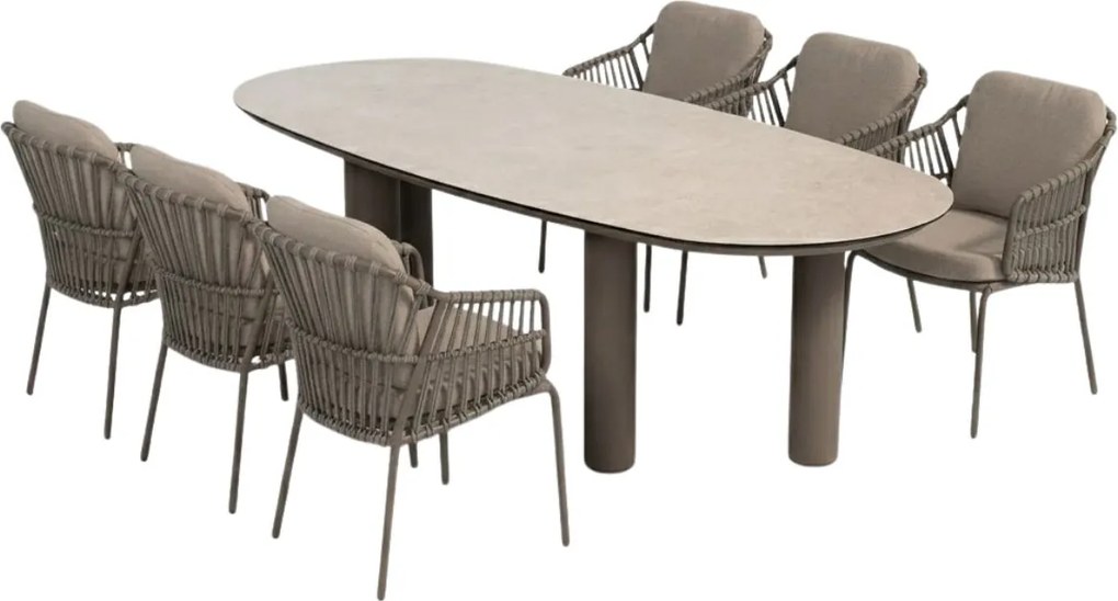 4 Seasons Capalbio tuinset 7-delig terre - Denia tuintafel 240x105 cm
