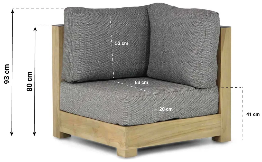 Hoek loungeset 5 personen Teak Old teak greywash Santika Furniture Santika