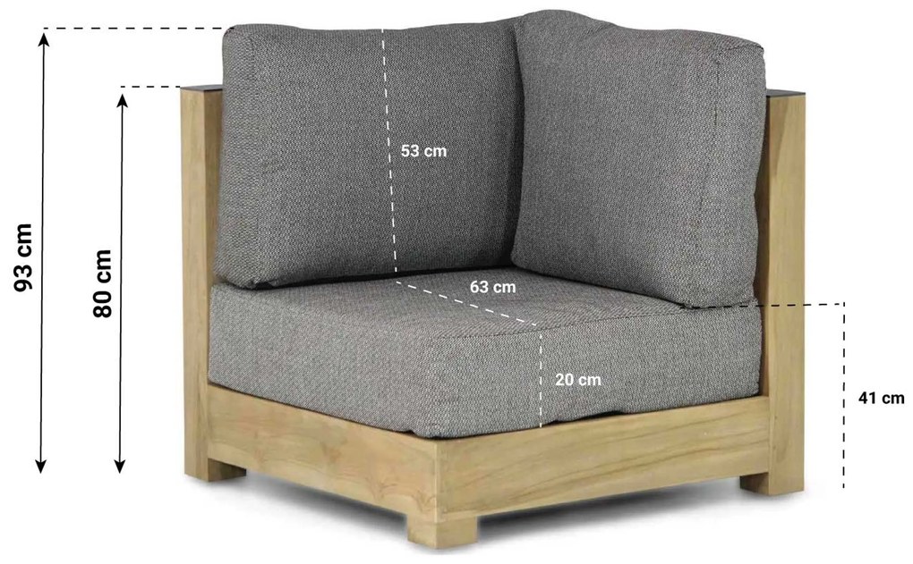 Loungeset 5 personen Teak Old teak greywash Santika Furniture Santika