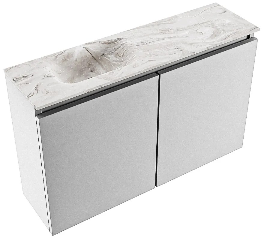 Mondiaz Ture DLux toiletmeubel 80cm plata met wastafel glace links zonder kraangat