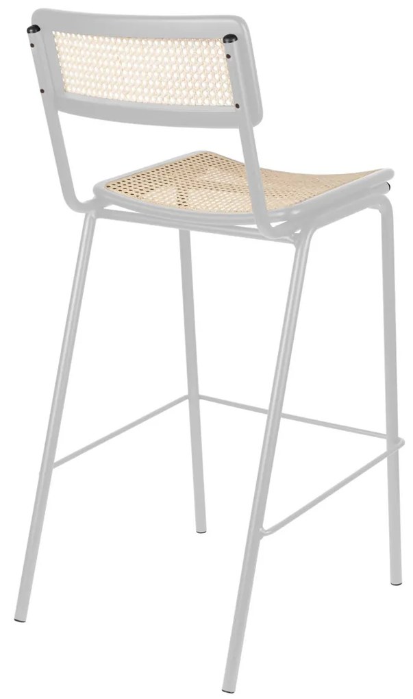 Zuiver Jort Hoge Retro Barkruk Met Rotan Grijs