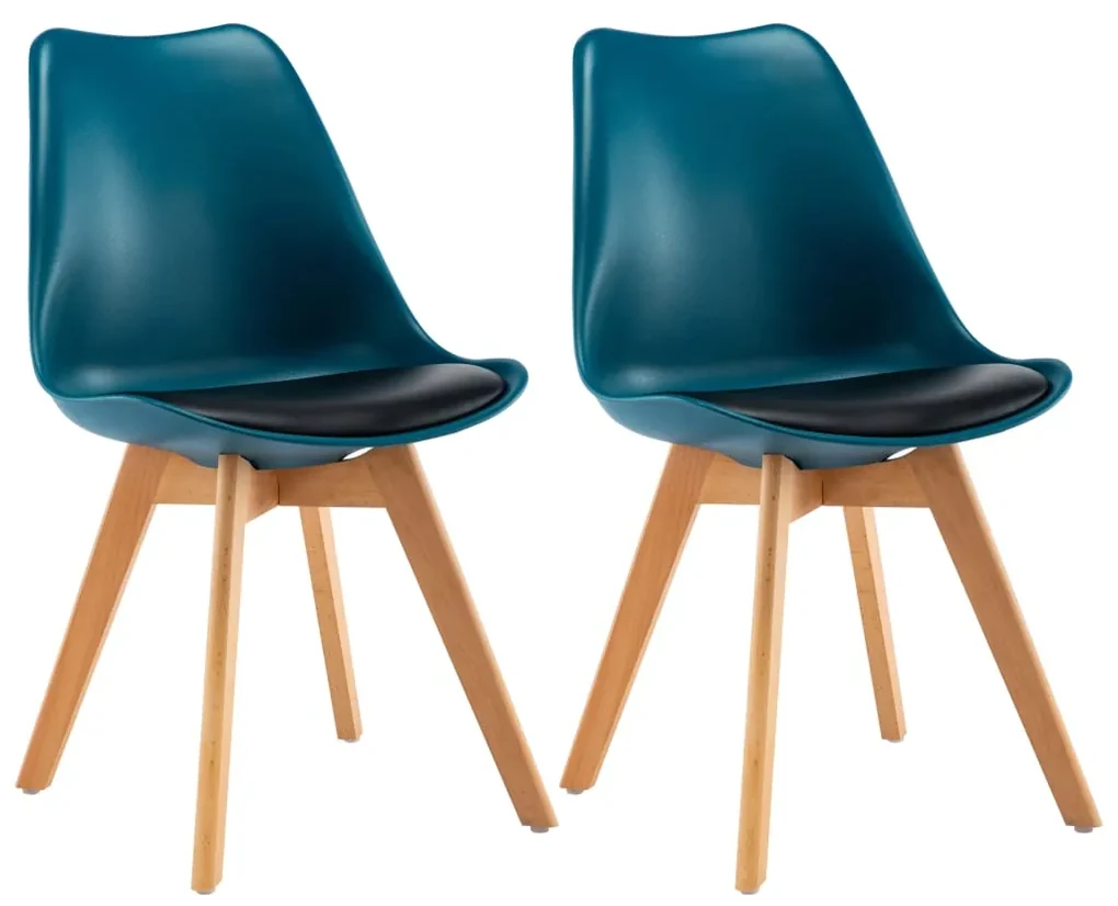 vidaXL Eetkamerstoelen 2 st kunstleer turquoise en zwart
