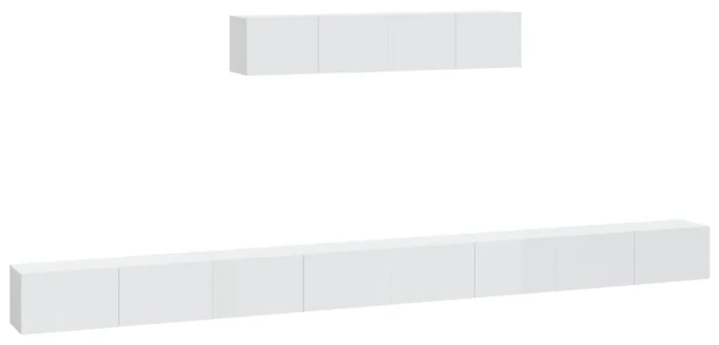 vidaXL 4-delige Tv-meubelset bewerkt hout hoogglans wit