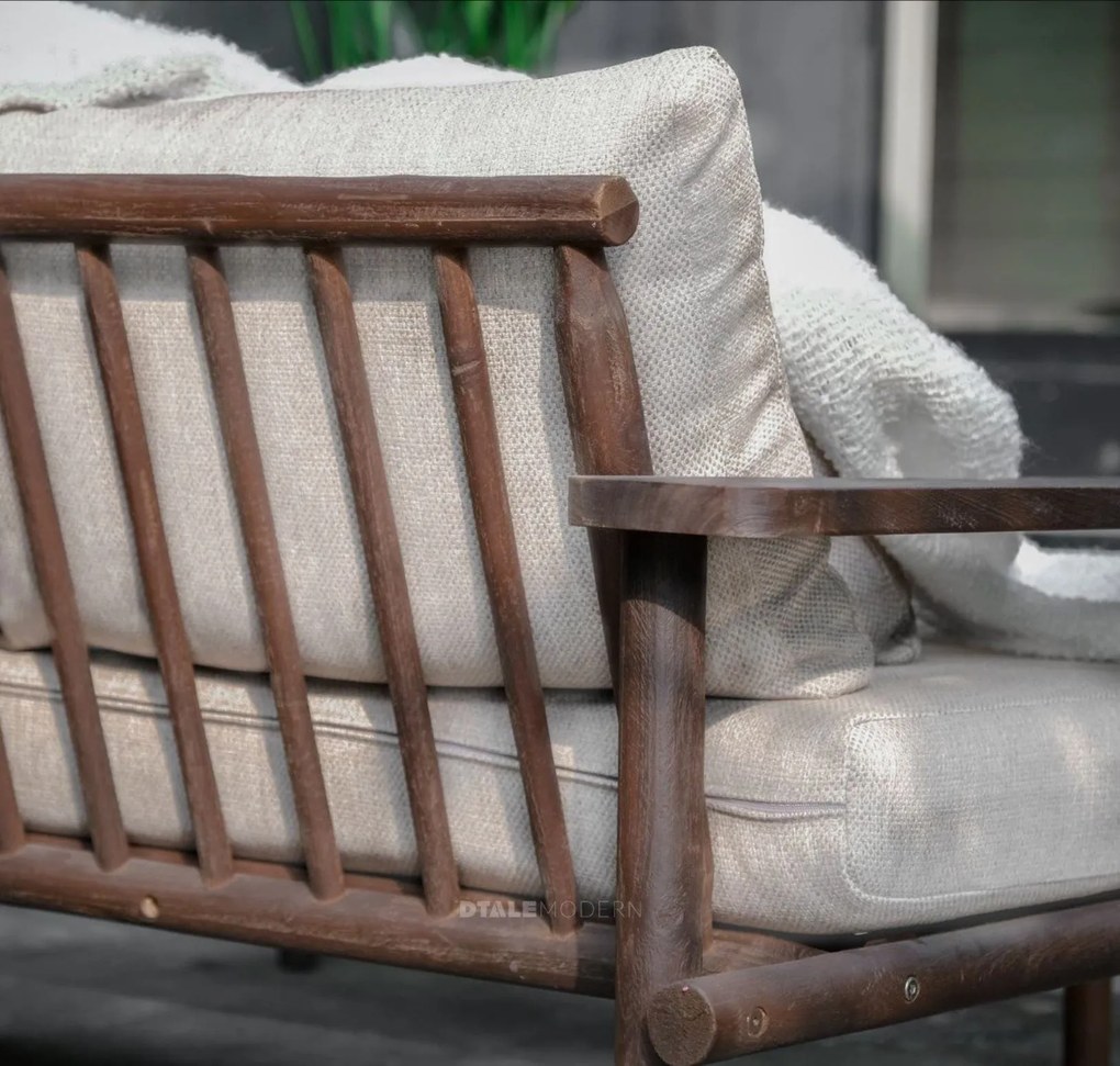 The Outsider Stoel-Bank Loungeset - Laruna - Acaciahout - Vintage Bruin /  Wit - The Outsider